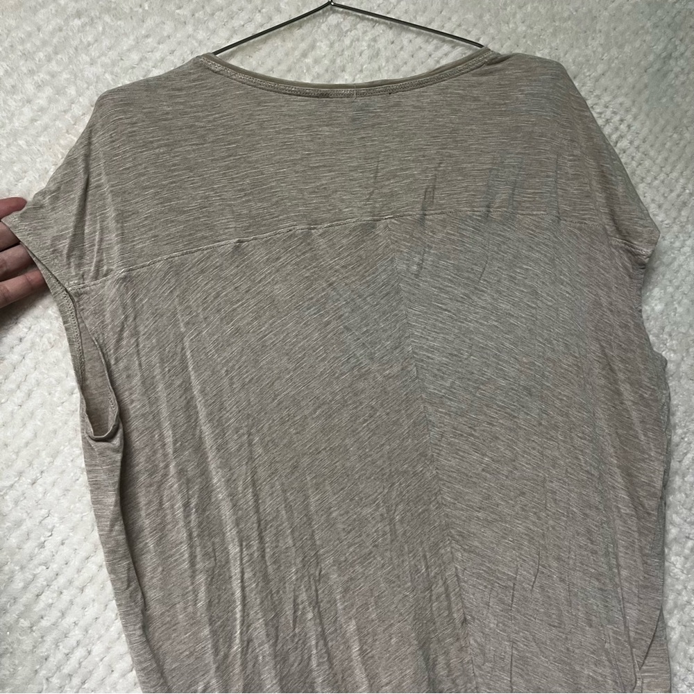 White House Black Market Top Short Sleeves Taupe Cream Casual Medium - Picture 6 of 7